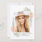 Aquarelle/fleurs de carte d'obtention du diplôme (Devant)