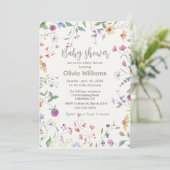 Aquarelle fleurs de champ Baby shower Invitation (Debout devant)