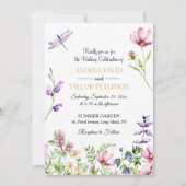 Aquarelle Fleurs de jardin 5x7" Faire-part de mari (Devant)