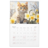Aquarelle Fleurs de naissance Chats Calendrier 202 (Mar 2027)