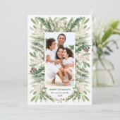 Aquarelle Fleurs de Noël Carte photo de vacances (Debout devant)