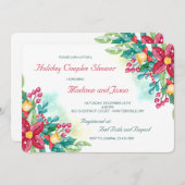 Aquarelle Fleurs de Noël Douche Invitation (Devant / Derrière)