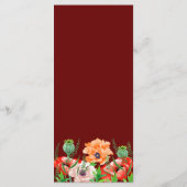 Aquarelle Fleurs de Pavot Menu Mariage Dîner (Dos)