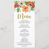 Aquarelle Fleurs de Pavot Menu Mariage Dîner (Devant)