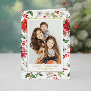 Aquarelle Fleurs de vacances Blanc Joyeux Noël
