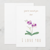 aquarelle fleurs d'orchidées violet carte de voeux (Devant / Derrière)