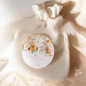 Aquarelle Fleurs et or Baptême autocollant