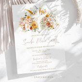 Aquarelle Fleurs et or Baptême Invitation