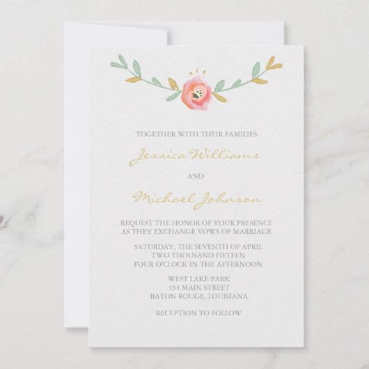 Aquarelle Fleurs Invitations de mariage (Devant)