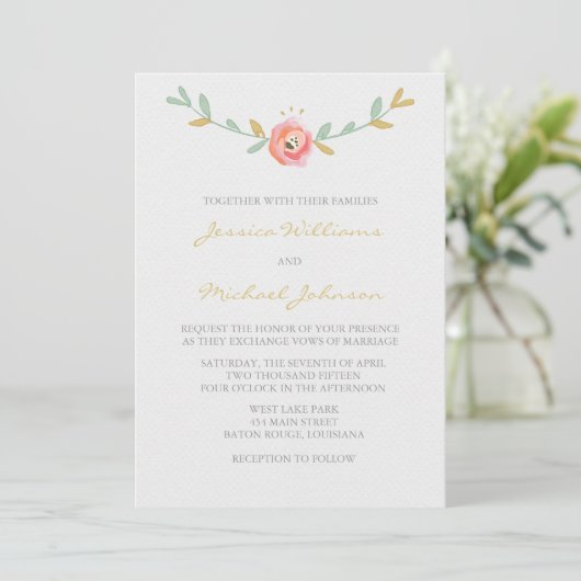 Aquarelle Fleurs Invitations de mariage (Debout devant)