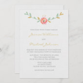 Aquarelle Fleurs Invitations de mariage (Devant / Derrière)