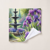 Aquarelle Fleurs Iris Violettes (Gant de toilette)
