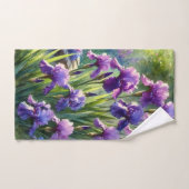 Aquarelle Fleurs Iris Violettes (Serviette à main)