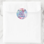 Aquarelle Fleurs joyeuses Stickers Rond Anniversai (Sac)
