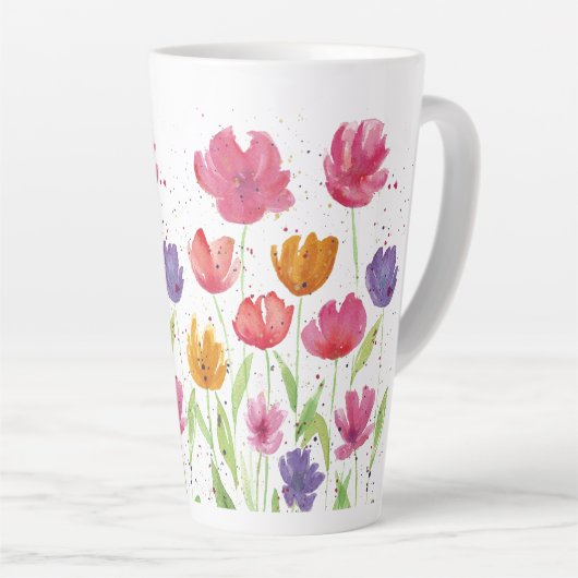 Aquarelle Fleurs Latte Mug (Angle droit)