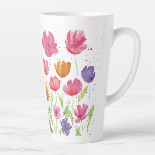 Aquarelle Fleurs Latte Mug (Droite)