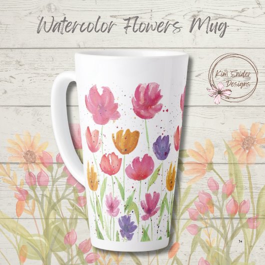 Aquarelle Fleurs Latte Mug