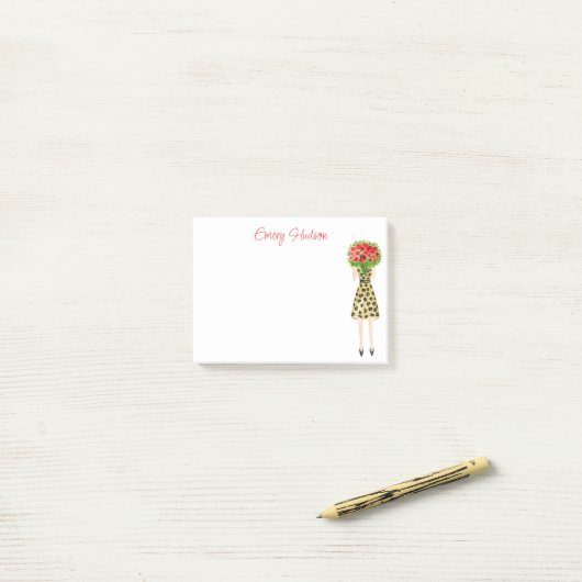 Aquarelle Fleurs Mode Fille Post-it Notes (Sur un bureau)