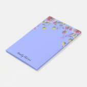 Aquarelle Fleurs - Nom personnalisé Notes post-it (Incliné)