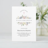 aquarelle fleurs pâles Confirmation Invitation (Debout devant)