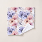 Aquarelle Fleurs Pastel Rose Lavande Printemps (Gant de toilette)
