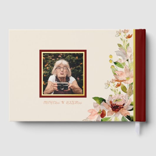 Aquarelle Fleurs Photo Couverture funéraire (Verso)