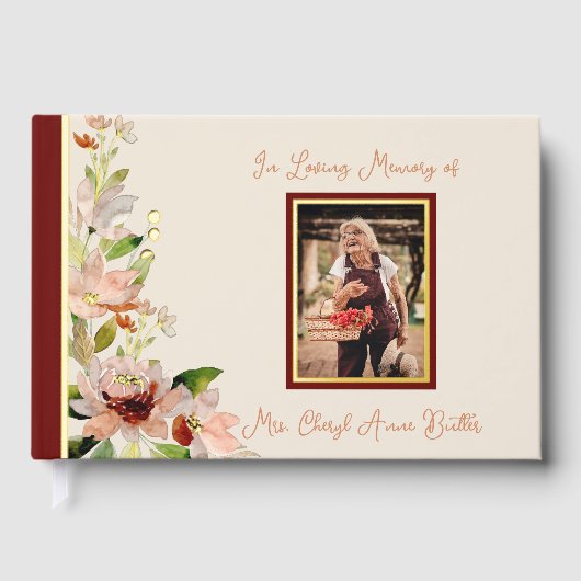 Aquarelle Fleurs Photo Couverture funéraire (Recto)