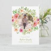 Aquarelle Fleurs Photo Graduation Invitation (Debout devant)