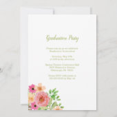 Aquarelle Fleurs Photo Graduation Invitation (Dos)