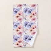 Aquarelle Fleurs Rose Lavande Printemps (Serviette à main)
