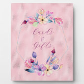 Aquarelle Fleurs Rose violet encadré Plaque (Devant)