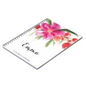 Aquarelle Fleurs roses Carnet personnalisé Posy (Côté gauche)