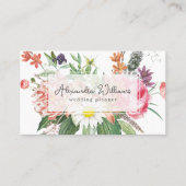 Aquarelle Fleurs roses Carte de visite Floral (Devant)