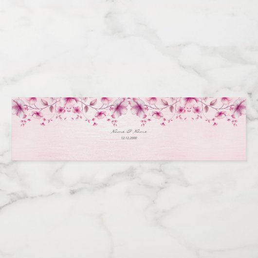 Aquarelle Fleurs roses Étiquette bouteille d'eau (Étiquettes simples)