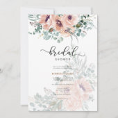 Aquarelle Fleurs roses Invitation à la douche nupt (Devant)