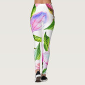 aquarelle fleurs roses leggings (Dos)
