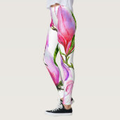 aquarelle fleurs roses leggings (Gauche)