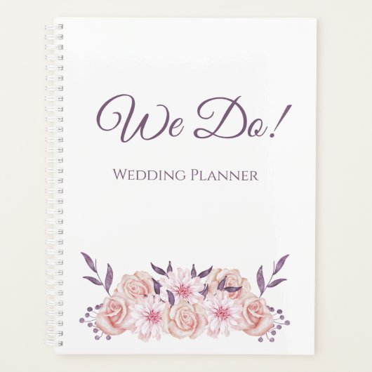 Aquarelle Fleurs roses - Mariage-Planner (Devant)