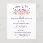 Aquarelle - Fleurs roses - Menu Mariage (Dos)