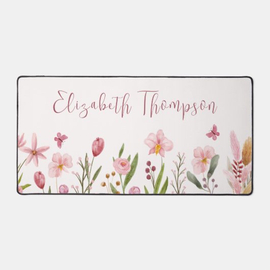 Aquarelle Fleurs roses Nom du script de fille (Recto)