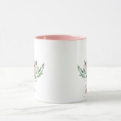 Aquarelle Fleurs roses Nom Mug (Centre)