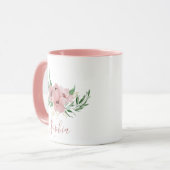 Aquarelle Fleurs roses Nom Mug (Devant gauche)