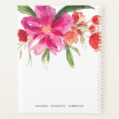 Aquarelle Fleurs Roses Posy Personnalisé Planner (Dos)