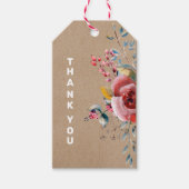 Aquarelle fleurs rustiques kraft étiquette cadeau (Devant)