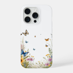 Aquarelle Fleurs Sauvages Herbes Et Papillons,