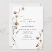 Aquarelle Fleurs sauvages Invitation de douche nup (Devant)