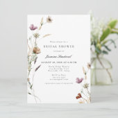 Aquarelle Fleurs sauvages Invitation de douche nup (Debout devant)