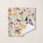Aquarelle Fleurs sauvages & papillons Jardin Flora (Gant de toilette)