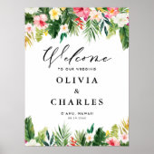 Aquarelle Fleurs tropicales Affiche de bienvenue M (Devant)
