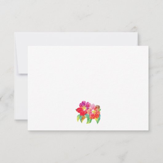 Aquarelle fleurs tropicales feuille d'or RSVP (Dos)